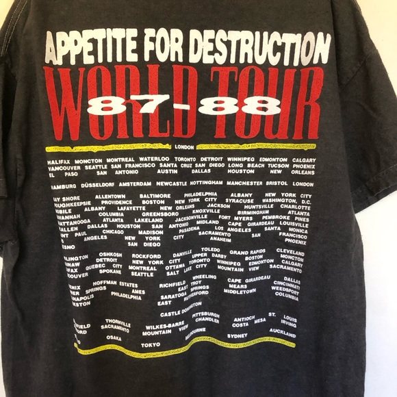 Guns N Roses Appetite For Destruction Tour 87- 88 Band T Shirt - Picture 4 of 4